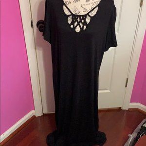 long weave collar maxi dress